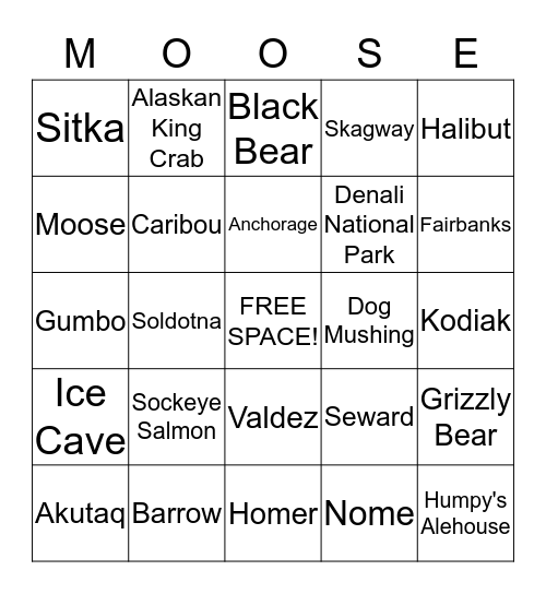 Alaskan Bingo! Bingo Card