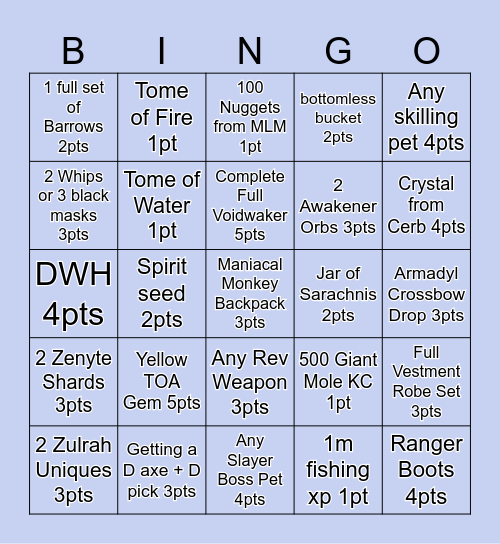 LimitedBuild Bingo Card