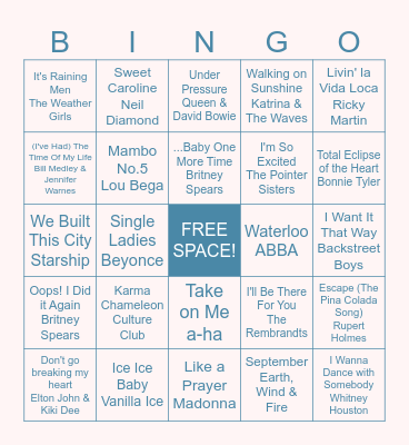 Musical Bingo Card