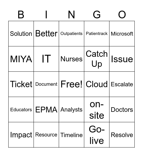 MIYA Bingo Card