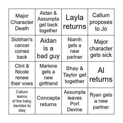 Hope Street Finale Bingo Card
