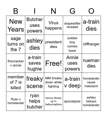 The Boys Bingo Card