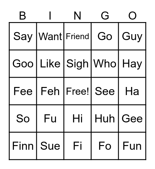 Finn's Summer Bingo Card
