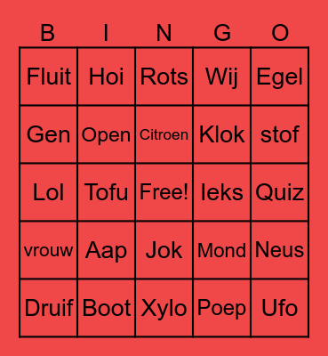 Muziek Bingo Card