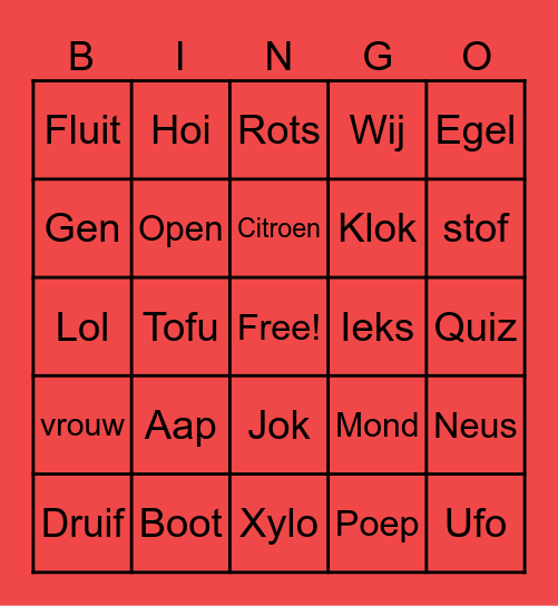 Muziek Bingo Card