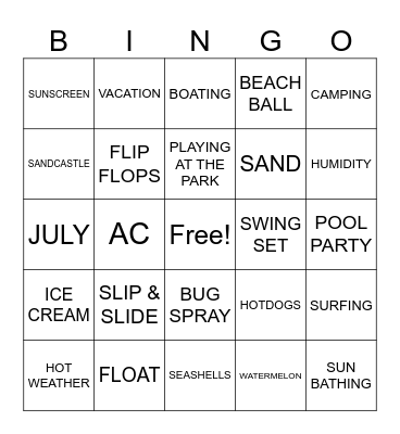 SUMMERTIME FUN Bingo Card