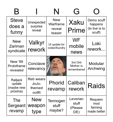 actual final tennocon 2024 bingo Card