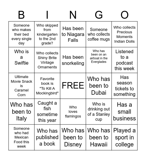 Blast Off Bingo Card