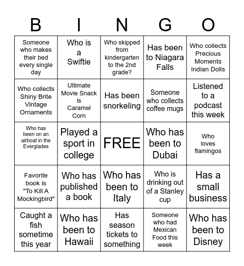 Blast Off Bingo Card