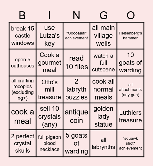 RE8 Lockout Bingo Card