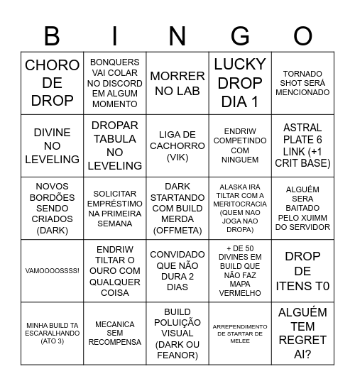 LEAGUE STARTER DOS MULAS Bingo Card