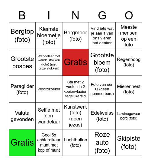 Vakantie Bingo 2024 Bingo Card