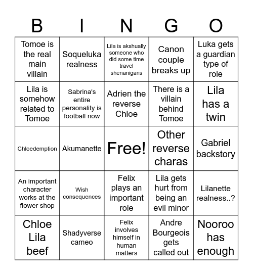 Chrysalarc bingo Card