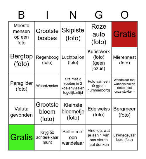 Vakantie Bingo 2024 Bingo Card