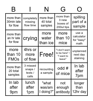 Biomedical Research Harvest Day Bingo Card