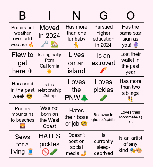 🎉Potluck Bingo!🎉 Find Someone Who... Bingo Card