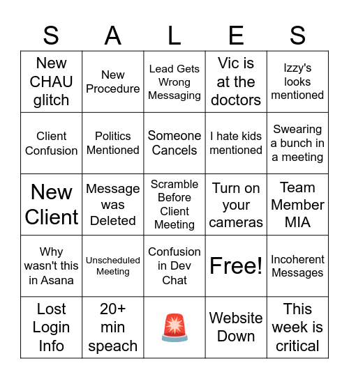 A Day in CHAU Bingo Card