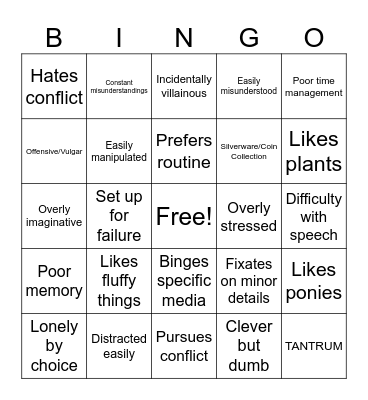 Is Your OC On The Spectrum? Bingo Card