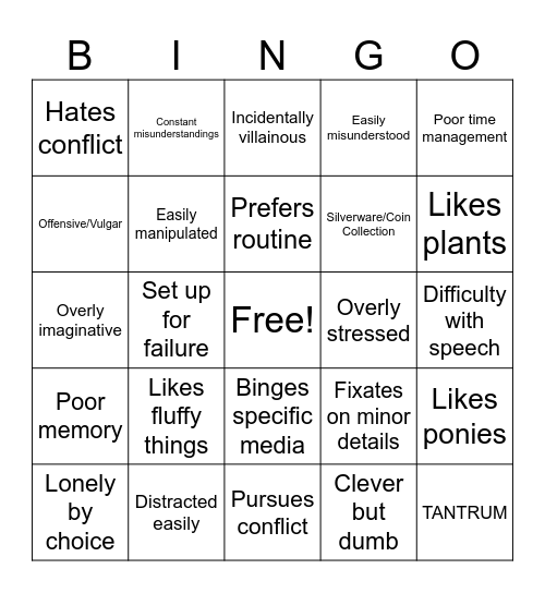 Is Your OC On The Spectrum? Bingo Card