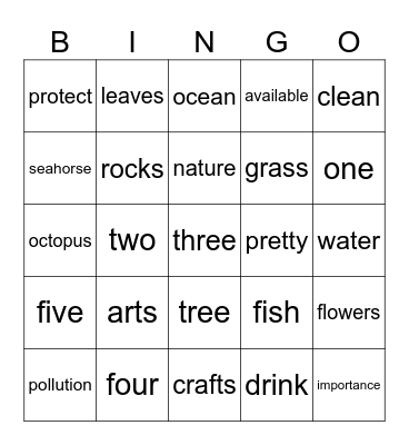 Nature Bingo Card