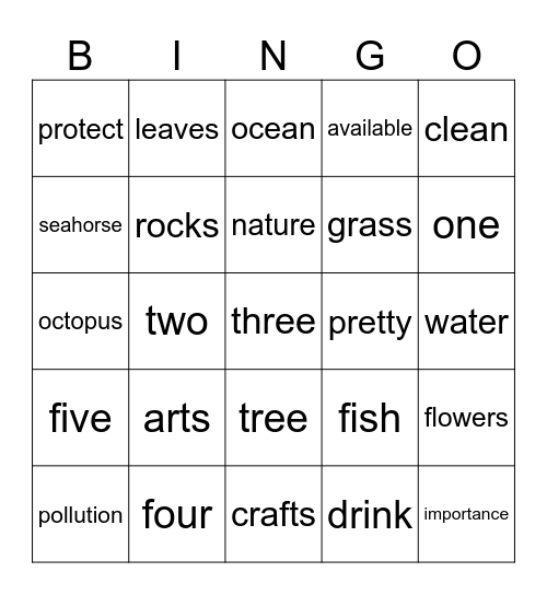 Nature Bingo Card