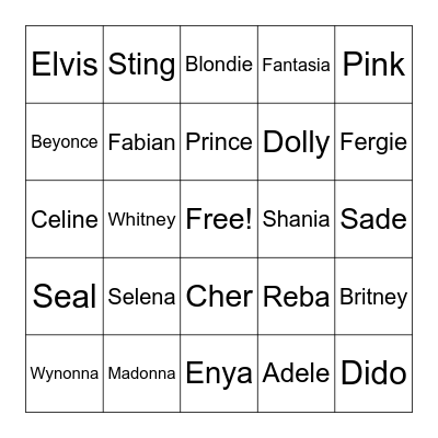On a First Name Basis Bingo Card