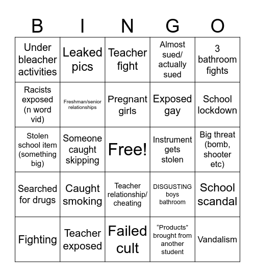 Wando Freshman Year predictions Bingo Card