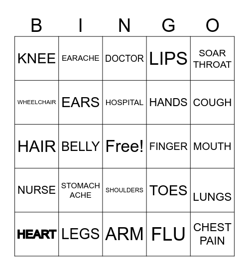 Health Bingo Card