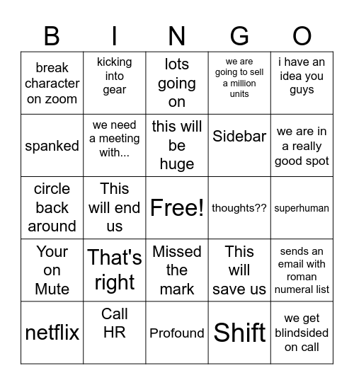 Meeting Bingo Card