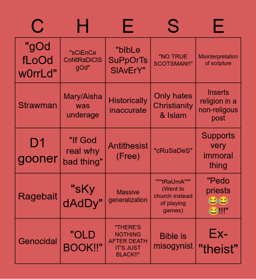 Cheesecake Bingo Card