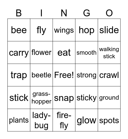 BUG BINGO Card