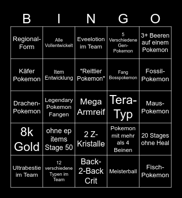 Pokerogue Bingo Card