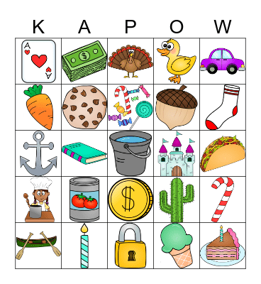 K Kapow Bingo Card