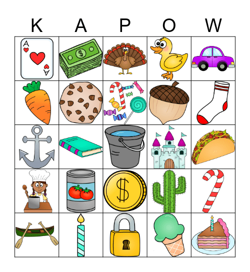 K Kapow Bingo Card