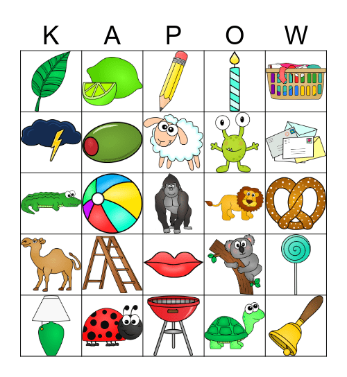 L Kapow Bingo Card