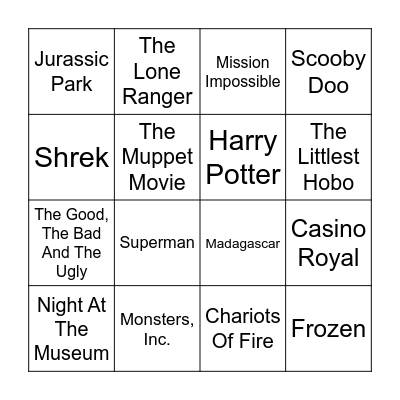 Theme Tune Bingo Card