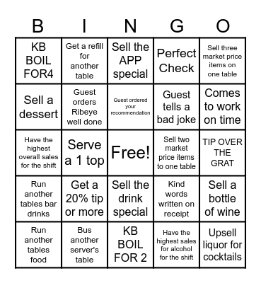 Server Bingo Card