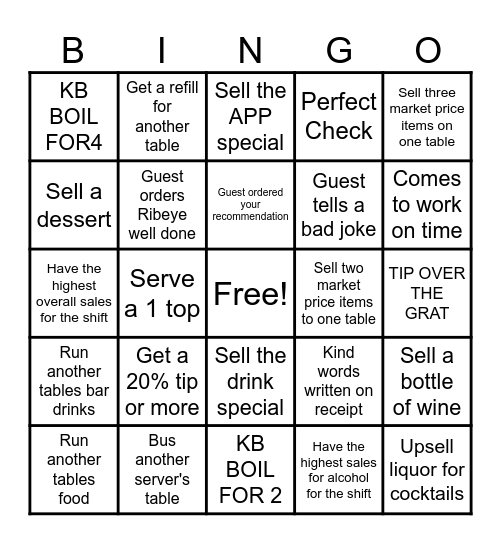 Server Bingo Card