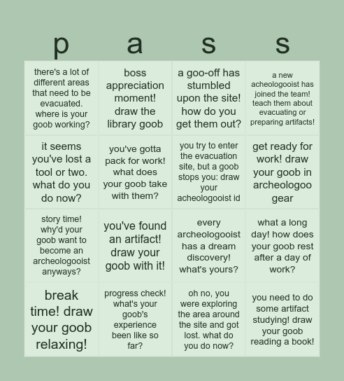 acheologooist success check Bingo Card