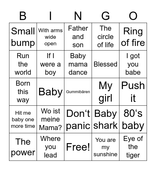 Gummibär Bingo Card