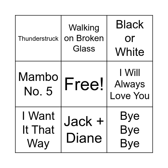 Best of the 90's Bingo Card