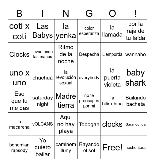Bingo la Granota Bingo Card