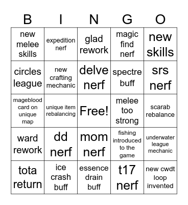 3.25 Poe league bingo Card