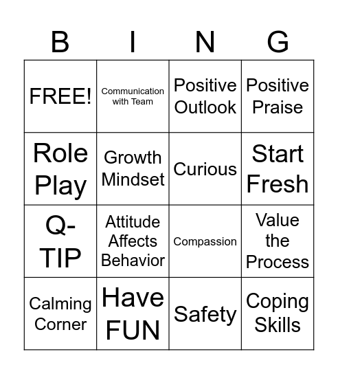 Behavior Strategies and Growth Mindset for the Early Childhood Educator Bingo Card