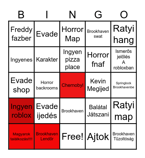 Ratyi Roblox Bingo Card
