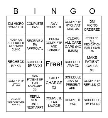 MA BINGO (MRNS OR IT DIDN'T HAPPEN) Bingo Card