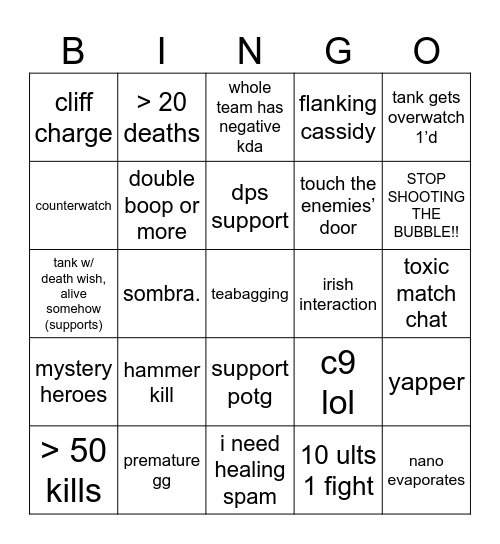 OW Bingo Card