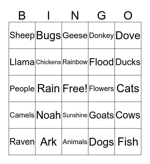 NOAH'S ARK Bingo Card