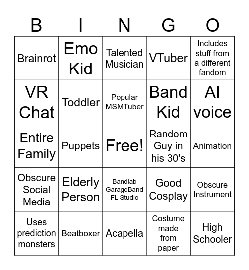 MSM Play Your Part Bingo Card