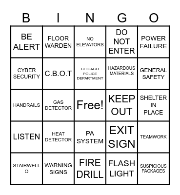 SAFETY BINGO Card